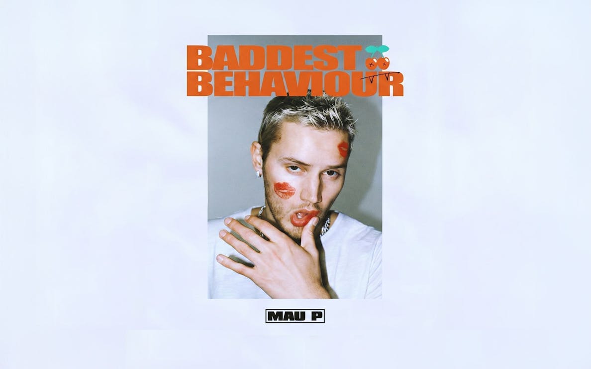 Baddest Behaviour event poster for Pacha, Ibiza featuring a person with lipstick marks.