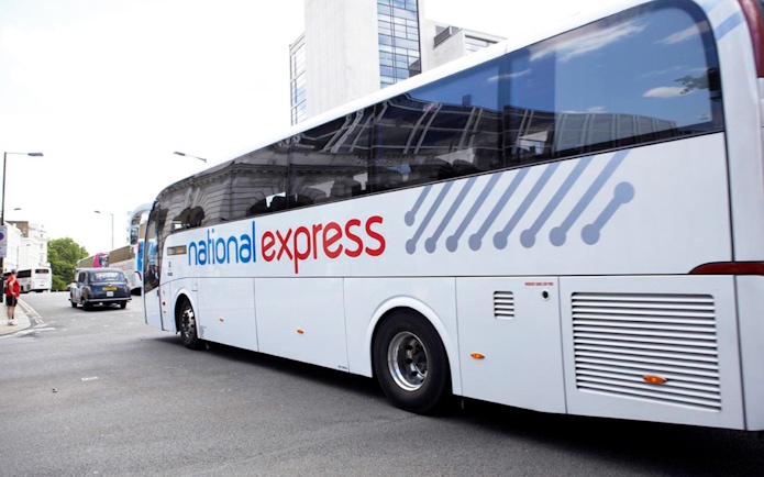 National Express bus for Stansted Airport to Stratford Station transfer.
