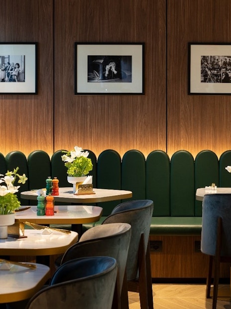 Dining area at Plaza Premium First, Schengen Area Departures Terminal 1, Fiumicino Airport.