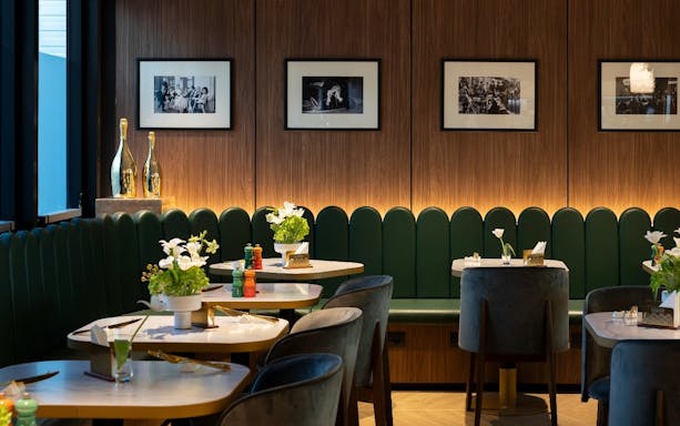 Dining area at Plaza Premium First, Schengen Area Departures Terminal 1, Fiumicino Airport.