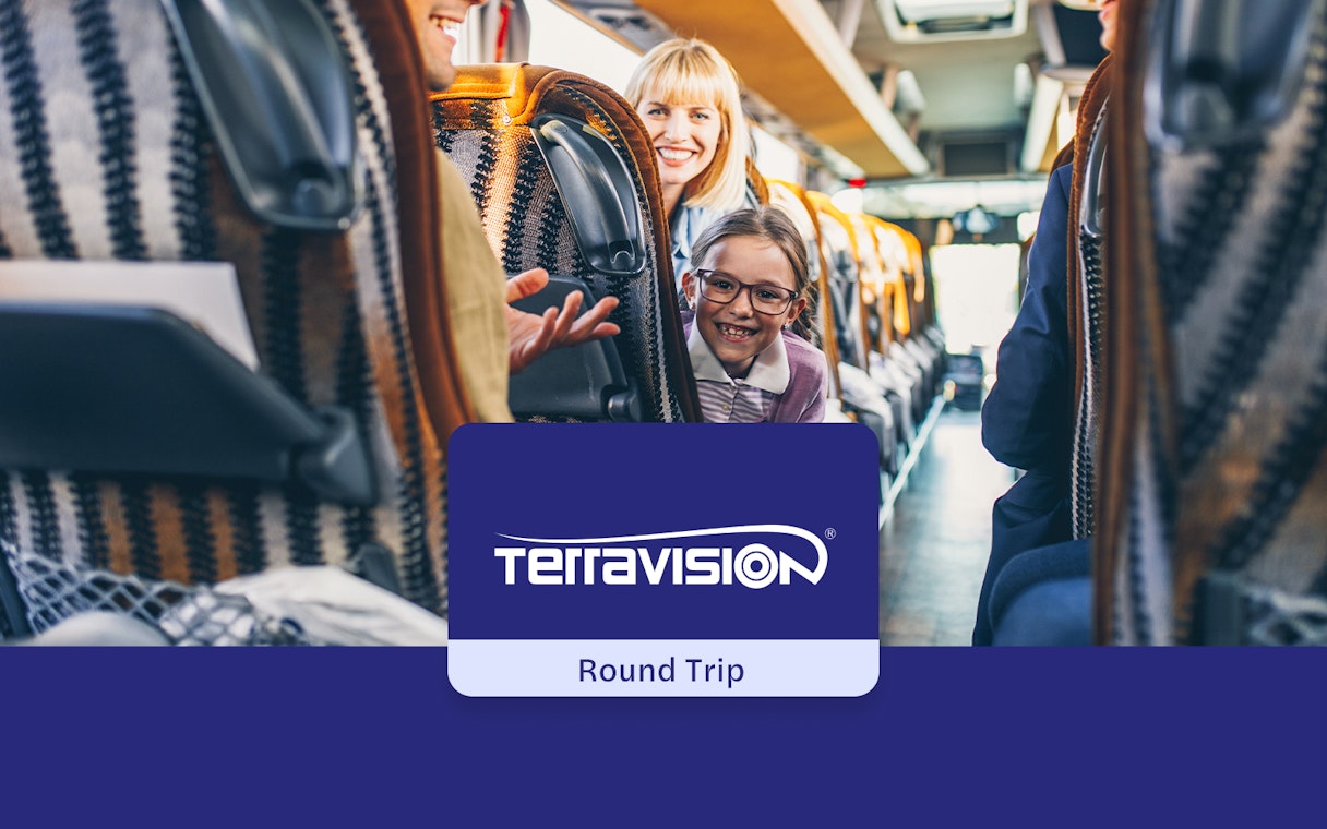 Terravision bus interior with passengers traveling from Fiumicino Airport to Rome Termini.