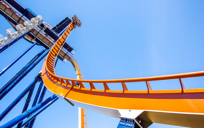 Valravn roller coaster drop at Cedar Point, Ohio.