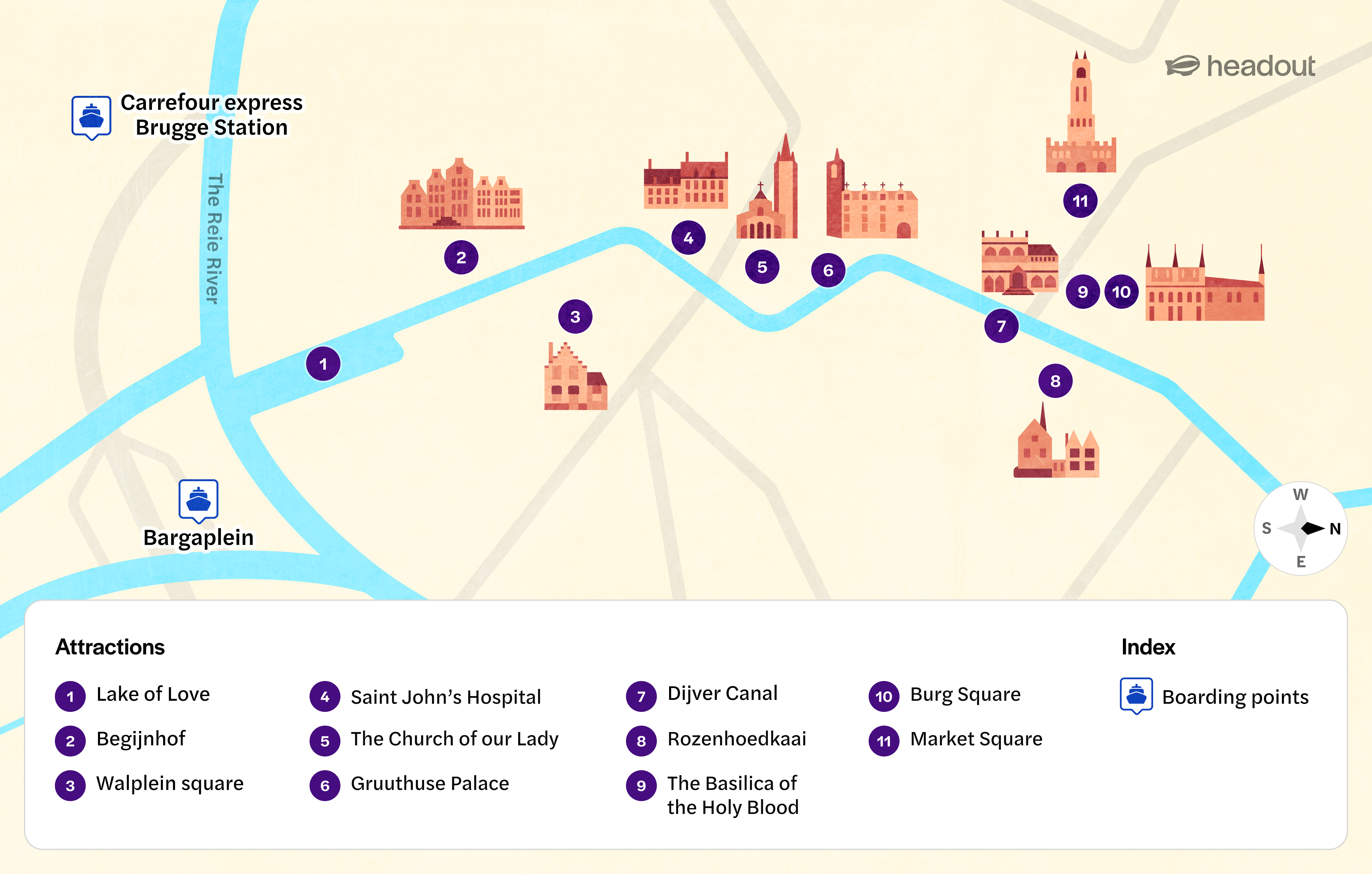bruges canal cruise map