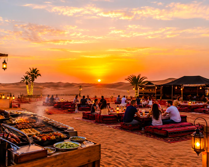 Dubai Red Dunes Desert Safari with BBQ Dinner, Camel Ride, Sandboarding and Transfers (Product 55457)