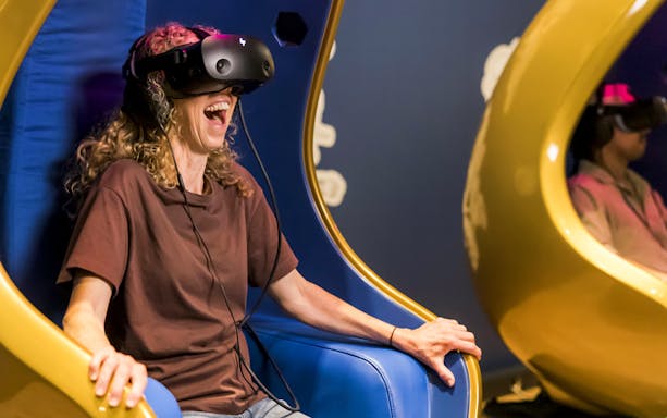 VR experience of Machu Picchu with 360-degree motion chairs and drone footage.