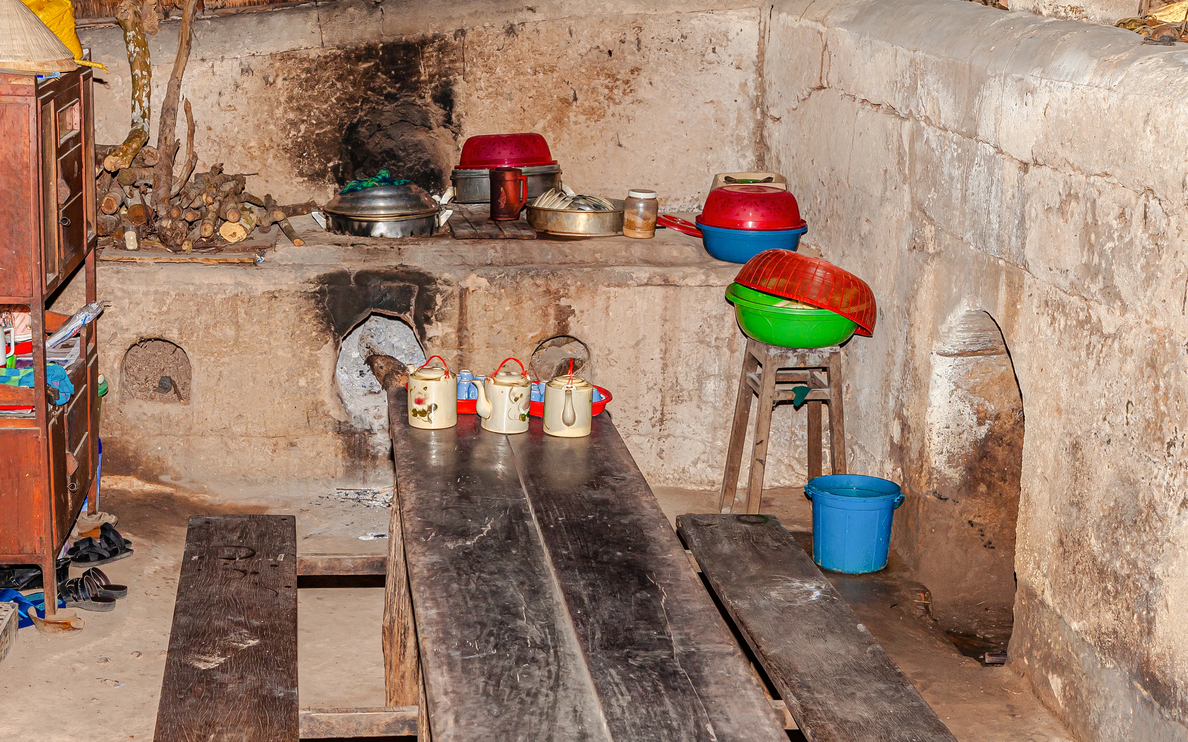 Cu Chi Tunnels kitchen area with traditional cooking setup, Ho Chi Minh City