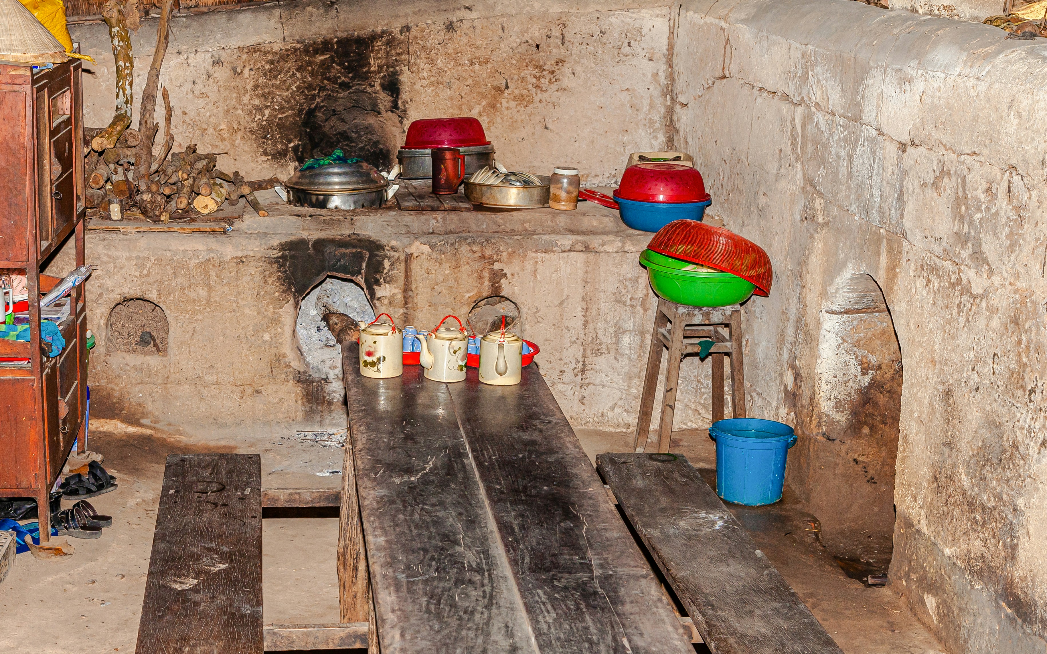 Cu Chi Tunnels kitchen area with traditional cooking setup, Ho Chi Minh City