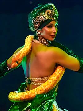 Performer with snake at The Pink Flamingo show.