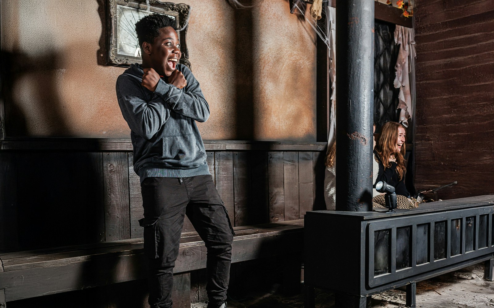 Guests reacting at London Dungeons Scare and Share experience.