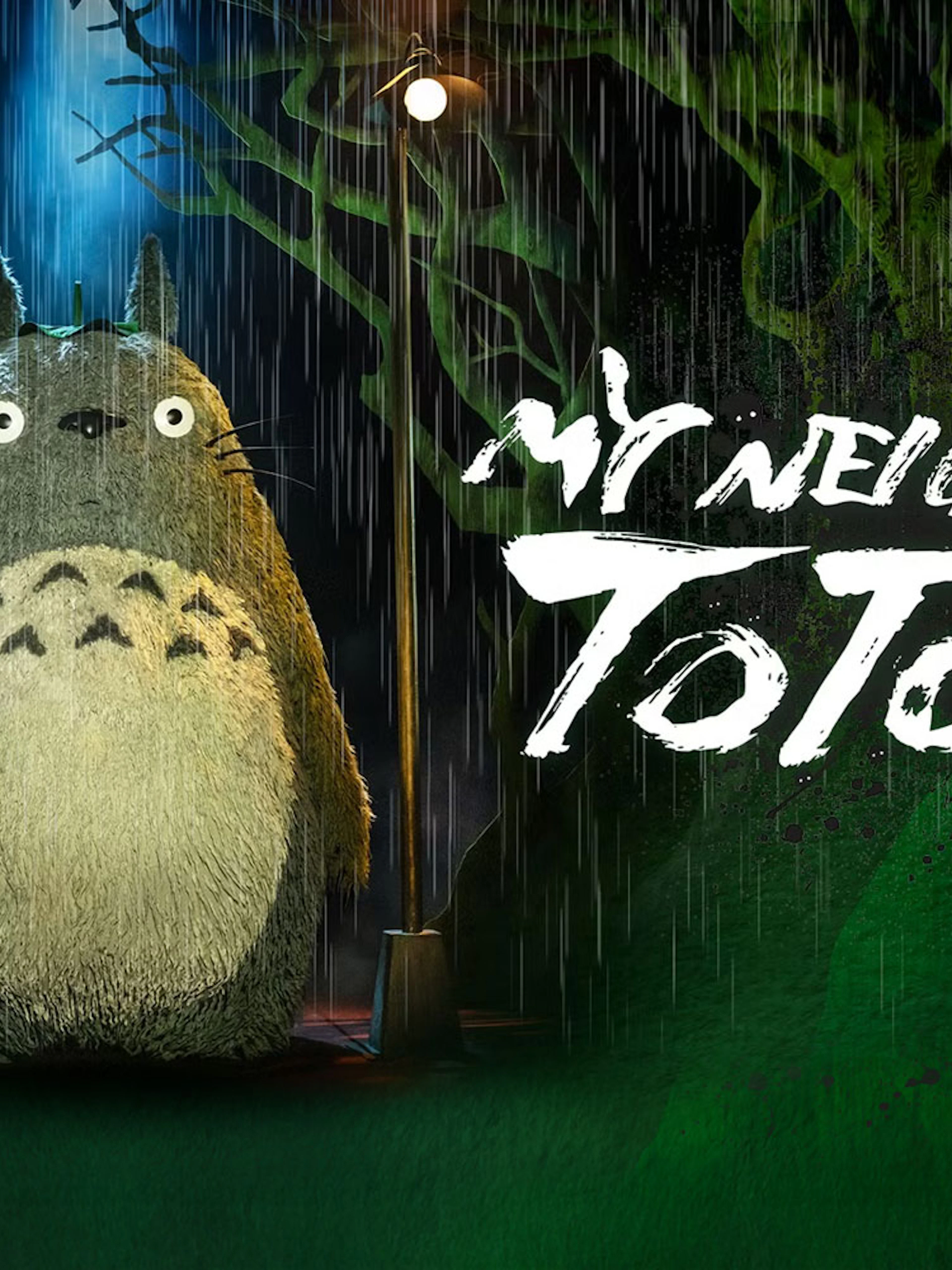My Neighbour Totoro Westend show poster with Totoro and child under umbrella