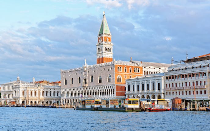 St. Mark's Bell Tower and Doge's Palace by the Grand Canal, Venice.