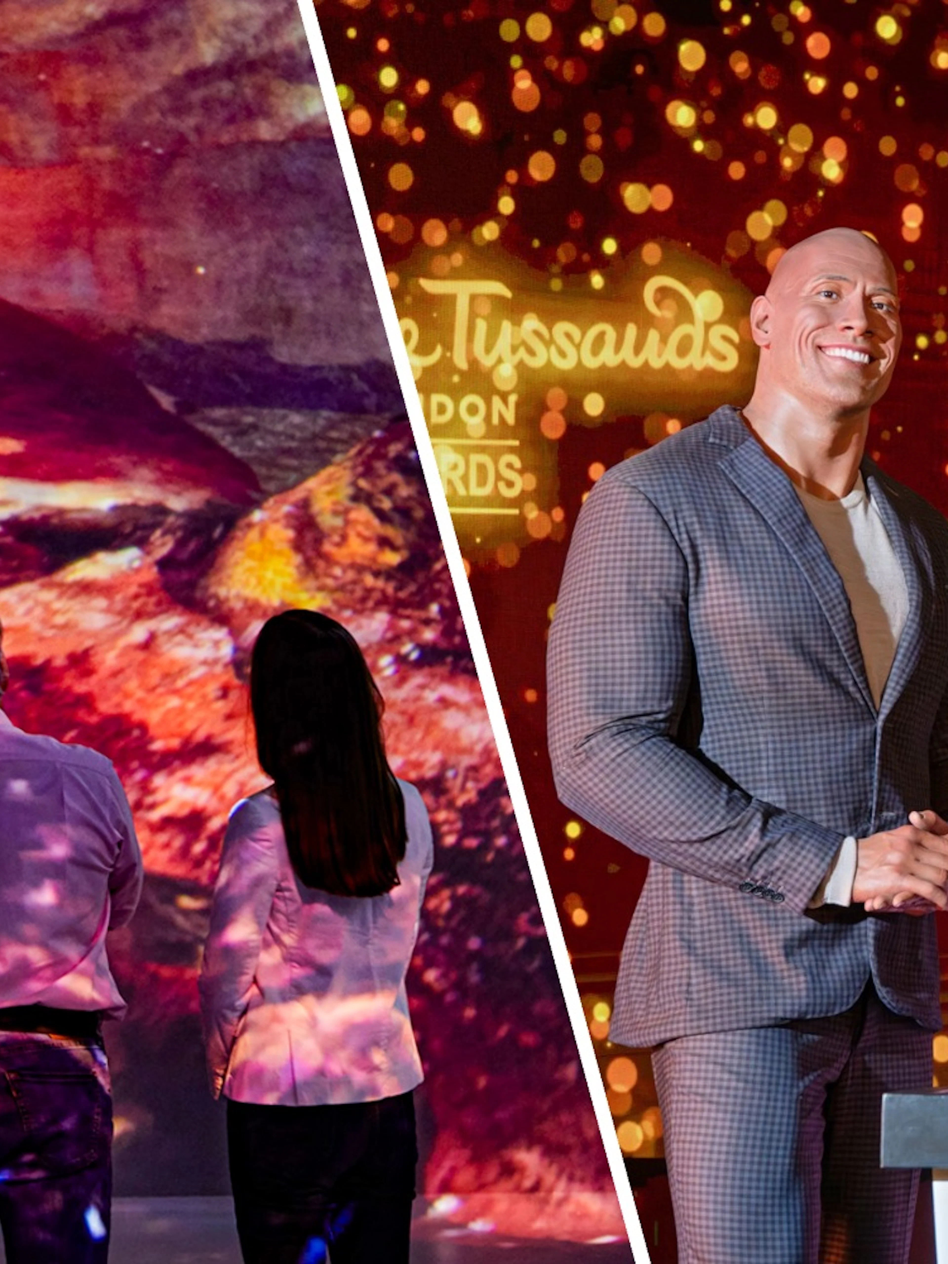 Visitors at Madame Tussauds London viewing wax figures and interactive exhibits.