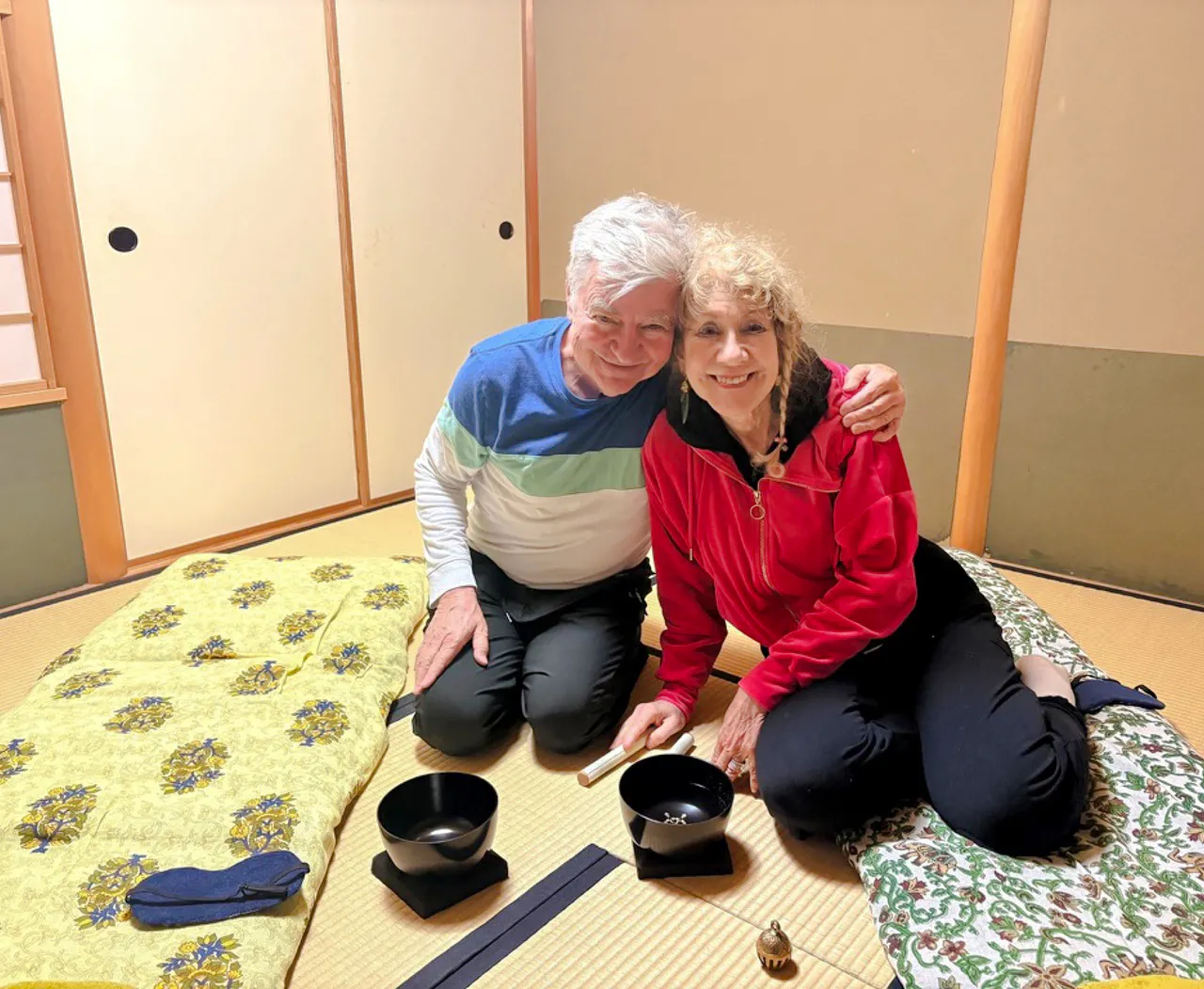 Couple enjoying a private Japanese sound bath session in Kyoto.