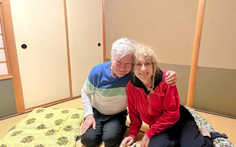 Couple enjoying a private Japanese sound bath session in Kyoto.