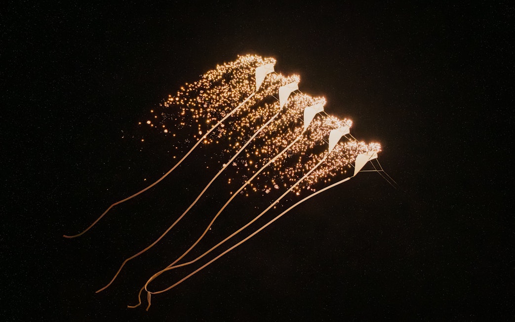 Fireworks display in the night sky at Symphony of the Sea show.