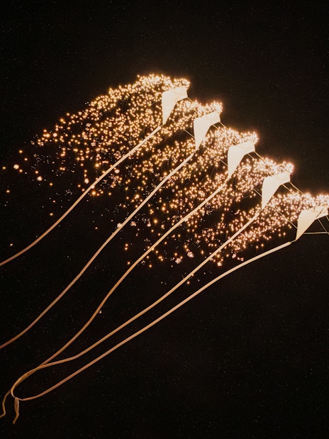 Fireworks display in the night sky at Symphony of the Sea show.