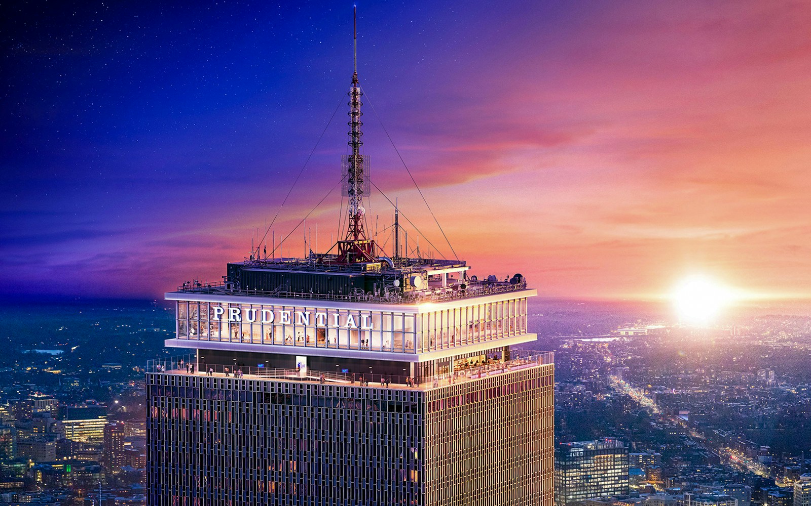 Prudential Tower during sunset