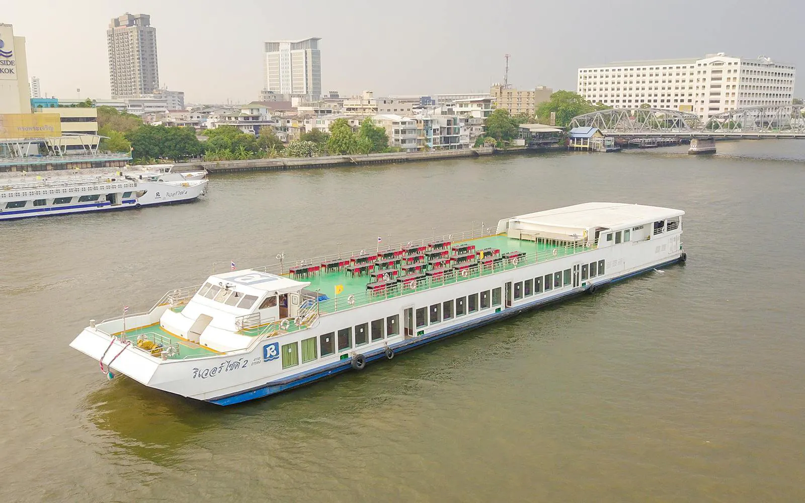 Riverside Faraya cruise ship on Chao Phraya River in Bangkok.