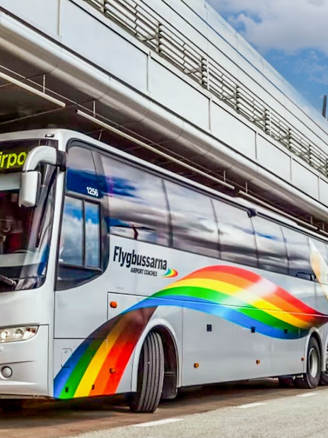 Flygbussarna airport coach at Arlanda Airport bus station, Sweden.