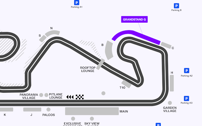 F1 Barcelona 2025 Mapa del circuito para MB Tribuna G