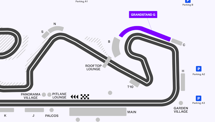 F1 Barcelona 2025 Circuit Map for MB Grandstand G