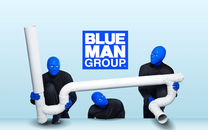 Blue Man Group performers with PVC pipes, Vegas show.