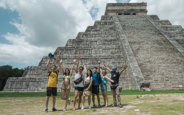 Tulum ruins overlooking the Caribbean Sea on World Wonder Discovery Guided Tour.