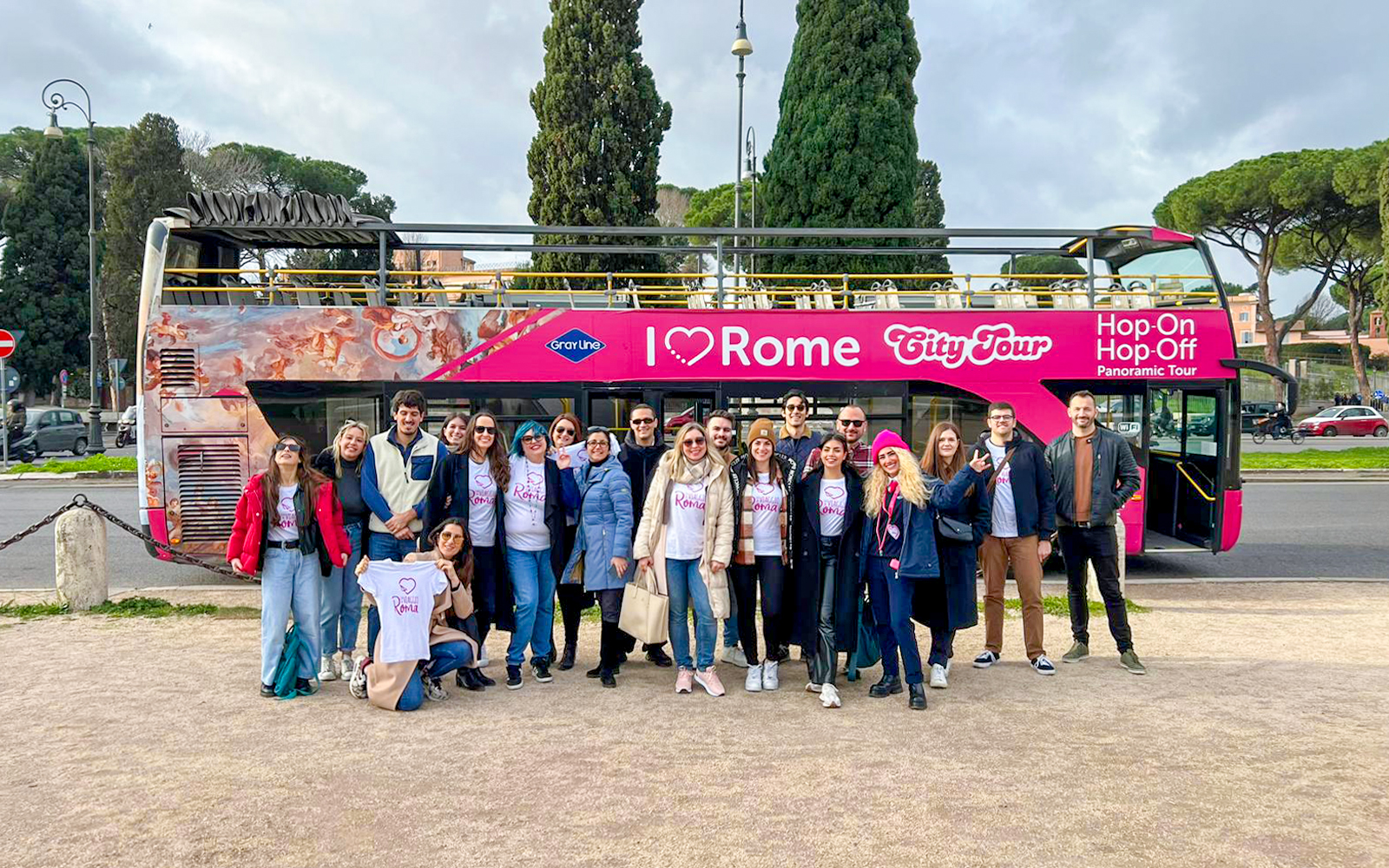 Families on a I Love Rome Hop-On Hop-Off Bus Tour