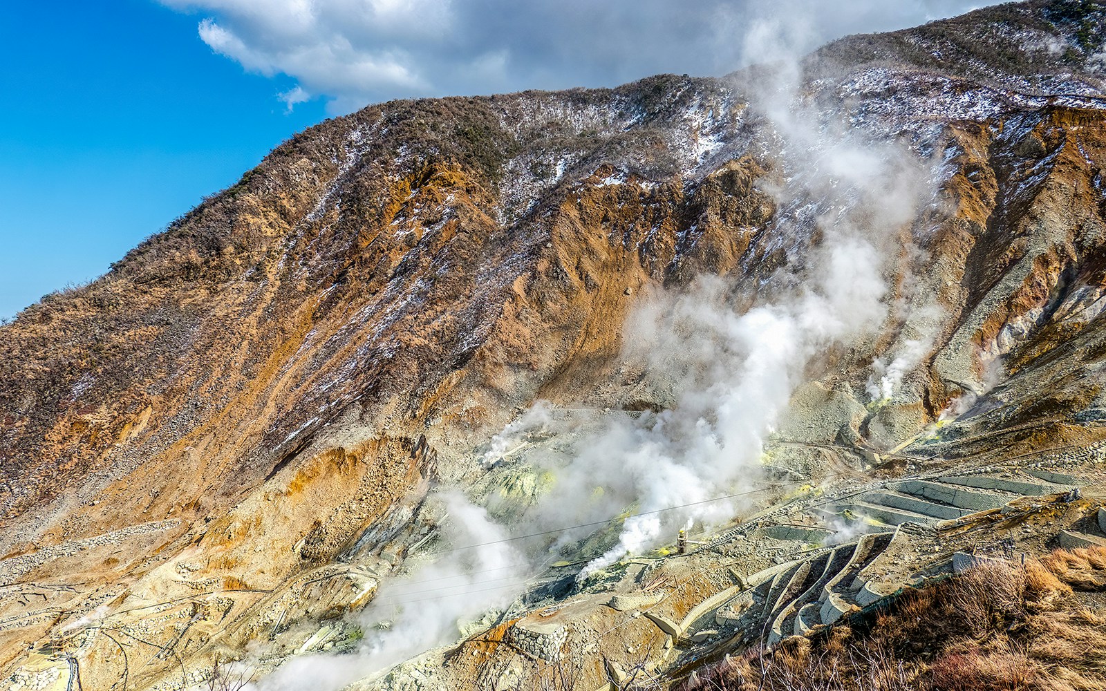 Volcanic eruptions at Owakudani Valley on Mt Fuji Tour from Tokyo