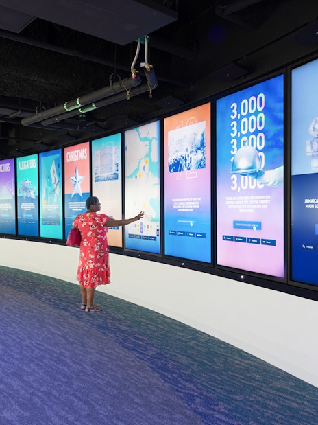 Interactive digital display at Boston's immersive theater exhibit.