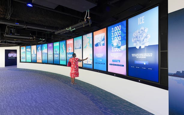 Interactive digital display at Boston's immersive theater exhibit.