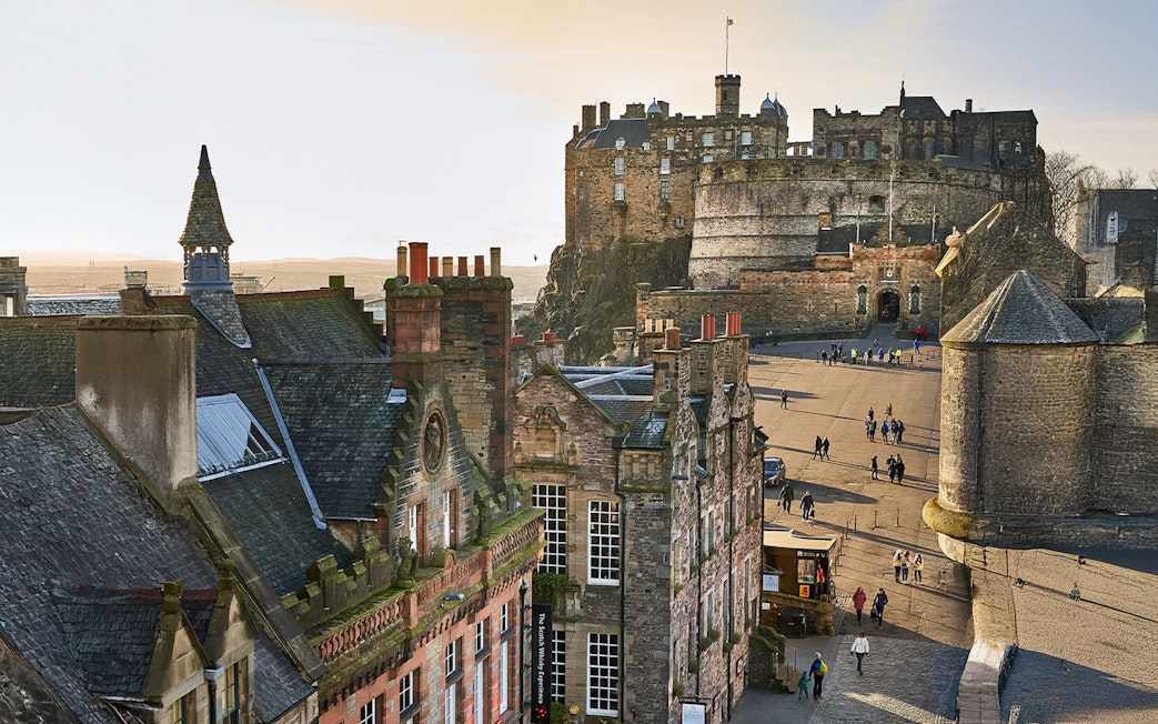 Edinburgh Castle view near The Scotch Whisky Experience, Scotland.