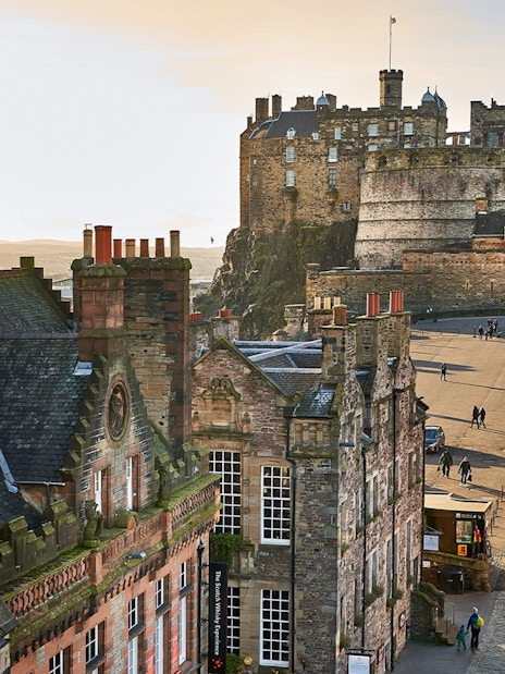 Edinburgh Castle view near The Scotch Whisky Experience, Scotland.