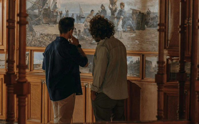 Tourists admiring artwork inside Casa Vicens, Barcelona.