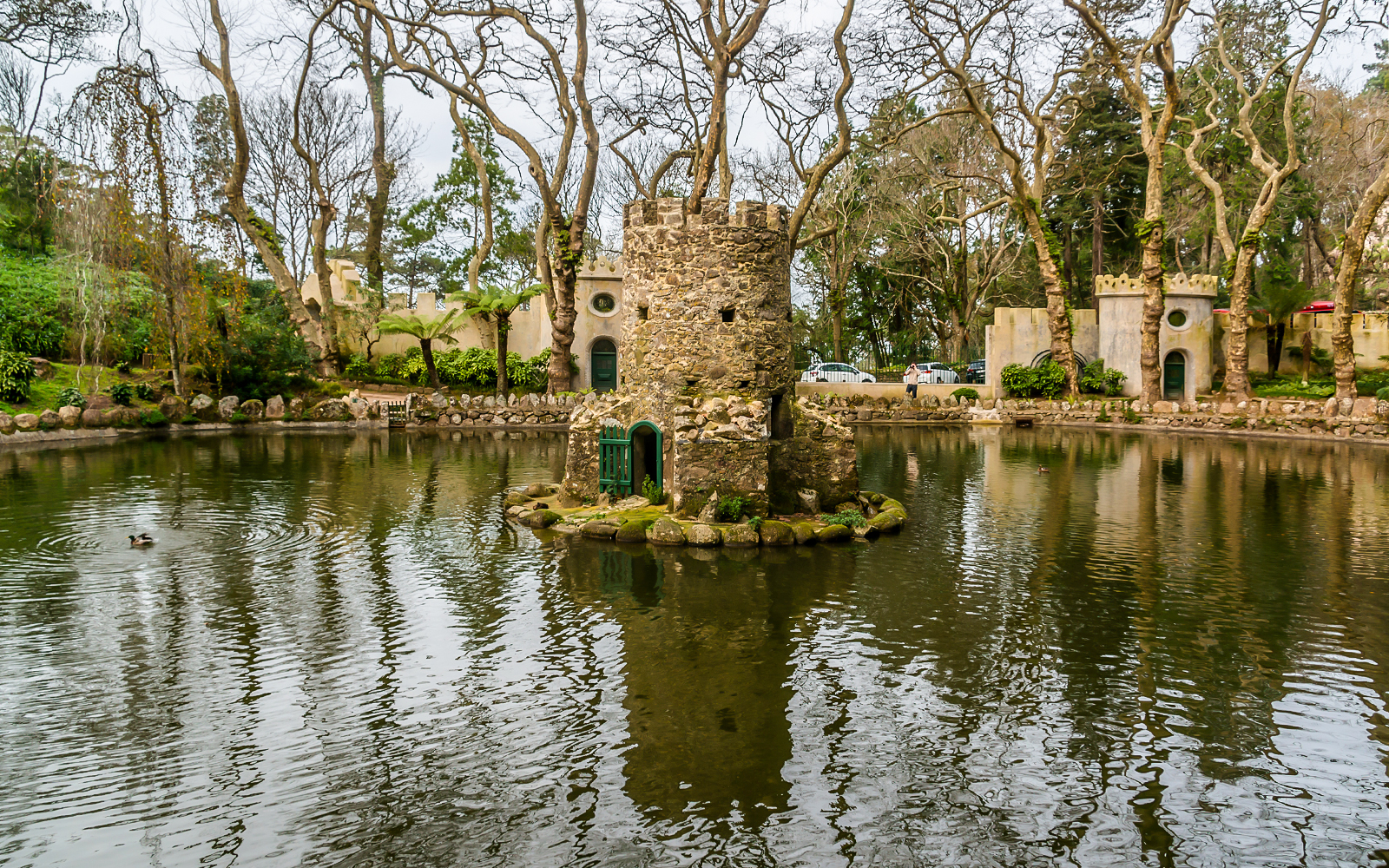 Sintra Park with view of National Palace, Portugal.