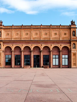 Exterior of Hamburger Kunsthalle with ornate facade and arched windows in Hamburg, Germany.