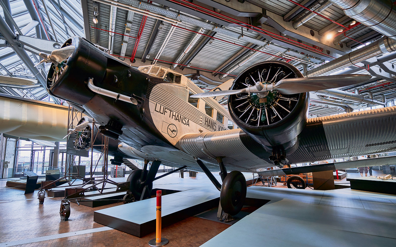 Historic Lufthansa aircraft display at Deutsches Museum, Munich.