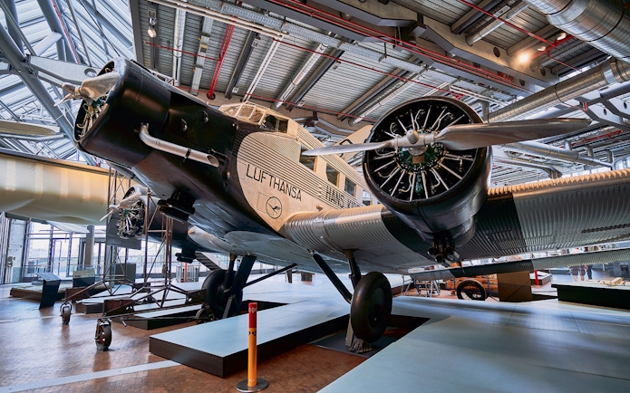 Historic Lufthansa aircraft display at Deutsches Museum, Munich.