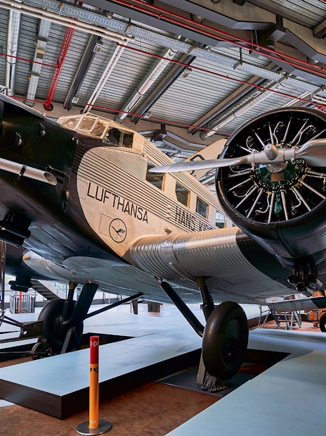 Historic Lufthansa aircraft display at Deutsches Museum, Munich.