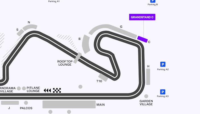 F1 Barcelona 2025 Circuit Map for MB Grandstand C