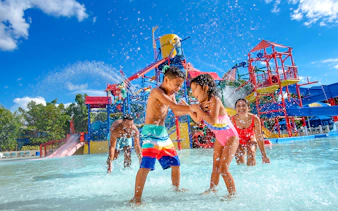 Children playing in water at Joker Soaker, Legoland Florida Water Park.