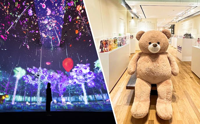 National Museum of Singapore digital art display and MINT Museum of Toys teddy bear exhibit.