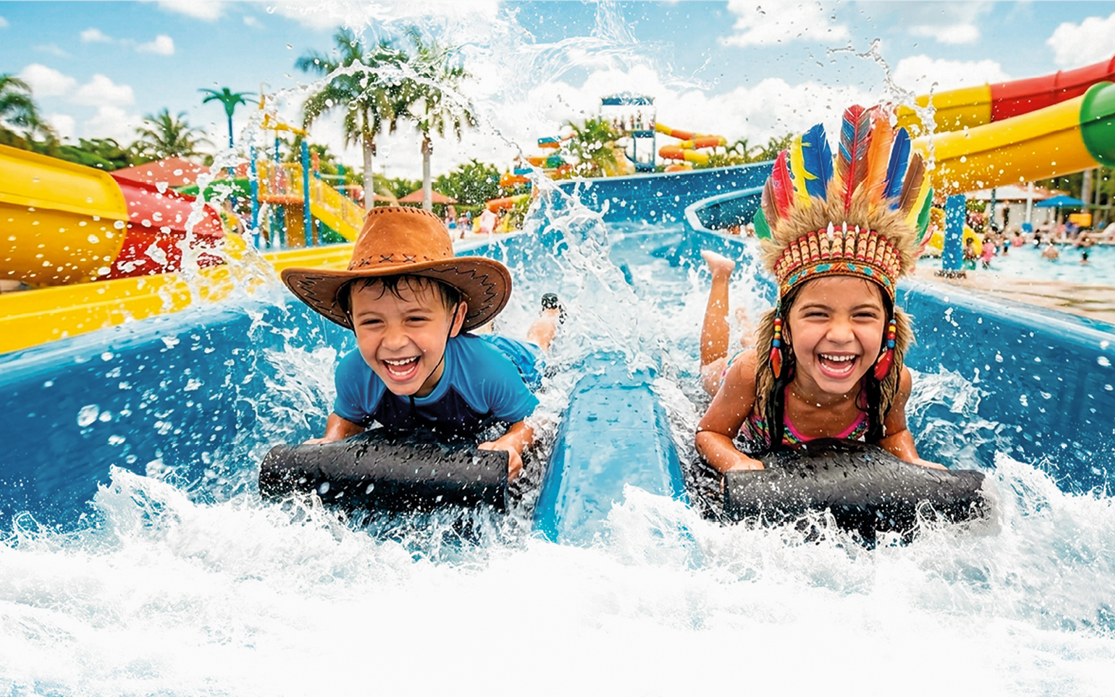Kids enjoying a water slide at Western Water Park.