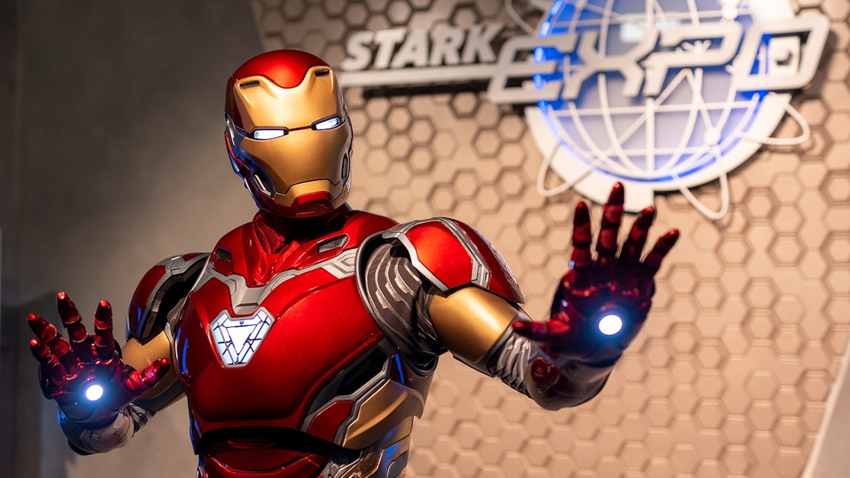 Ironman posing at Stark Expo, Marvel Season of Super Heroes, Disneyland Hong Kong.