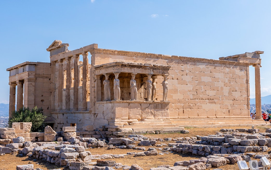 Erechtheion temple on Acropolis with Caryatids, Athens, Greece, entrance tickets experience.