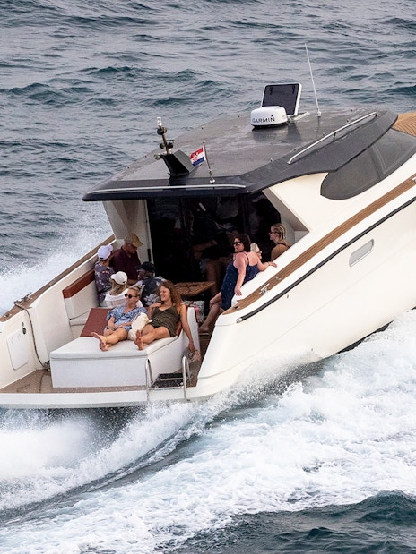 Group enjoying a boat ride on the Blue Lagoon Cruise.