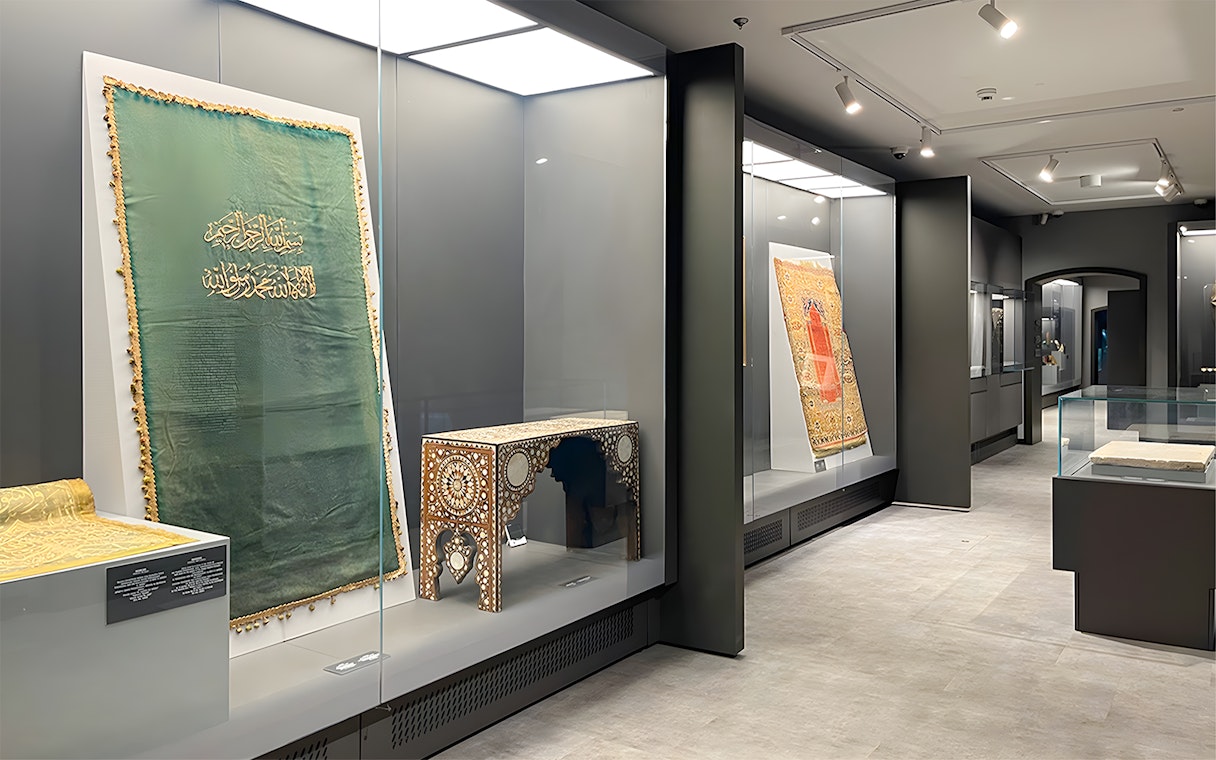 Hagia Sophia Museum interior with historical artifacts on display.