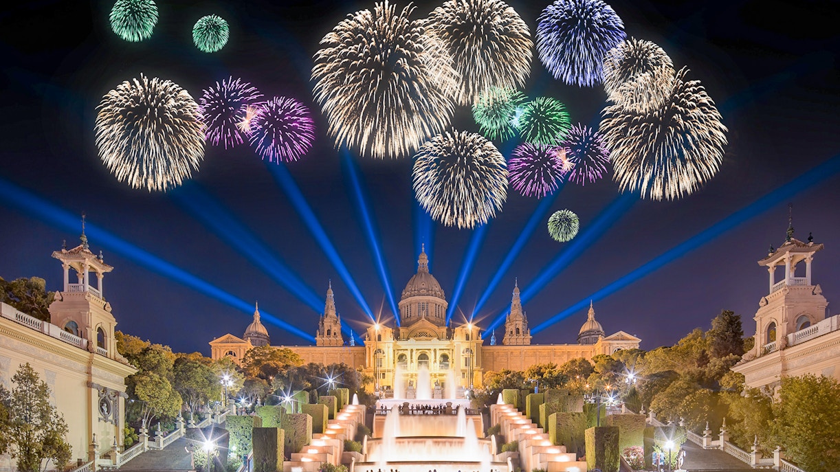 Magic Fountain Barcelona fireworks display in December.
