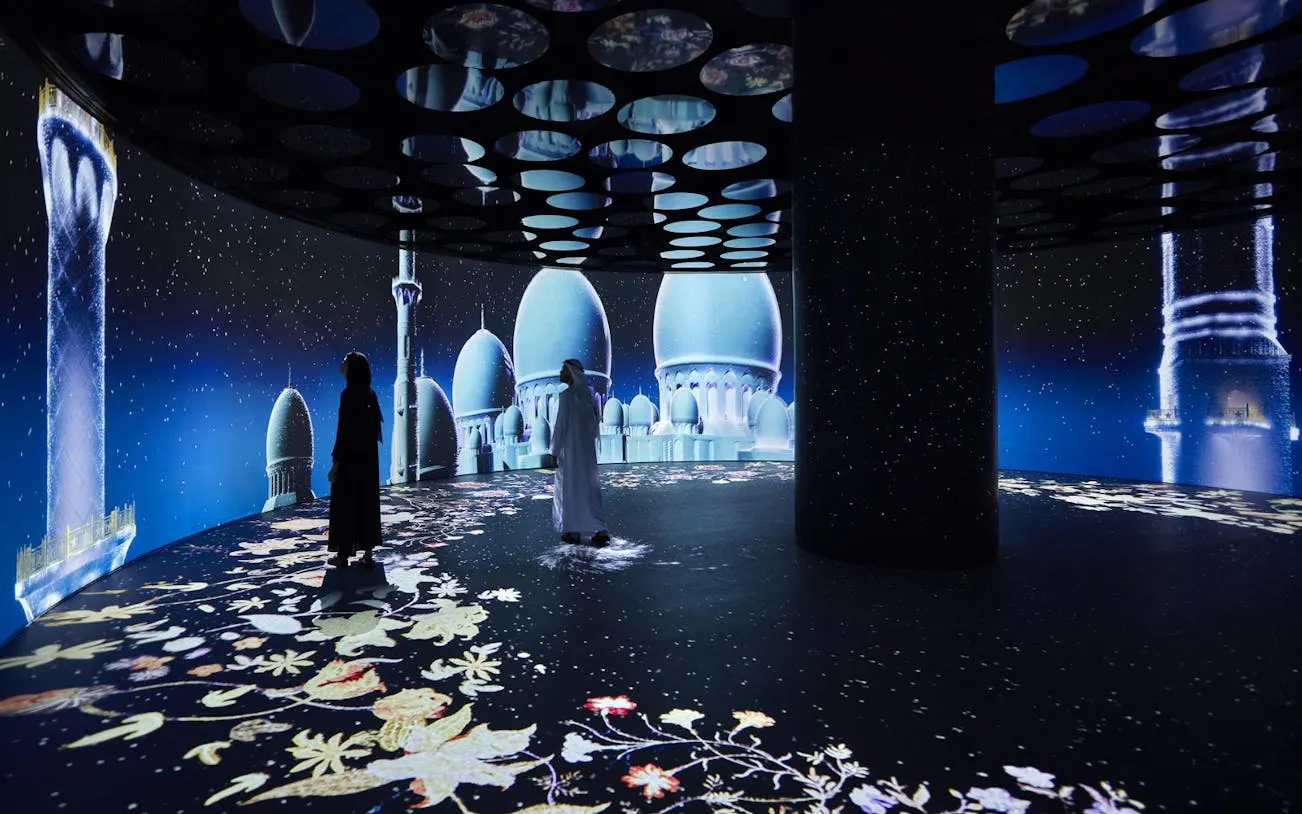 Immersive Diya Experience at Sheikh Zayed Grand Mosque Centre with digital projections.