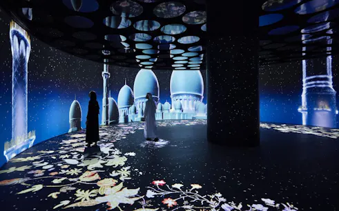 Immersive Diya Experience at Sheikh Zayed Grand Mosque Centre with digital projections.